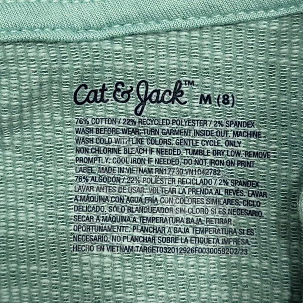 Cat & Jack Girls' Long Sleeves Pullover Hoodie Green Size Medium 8